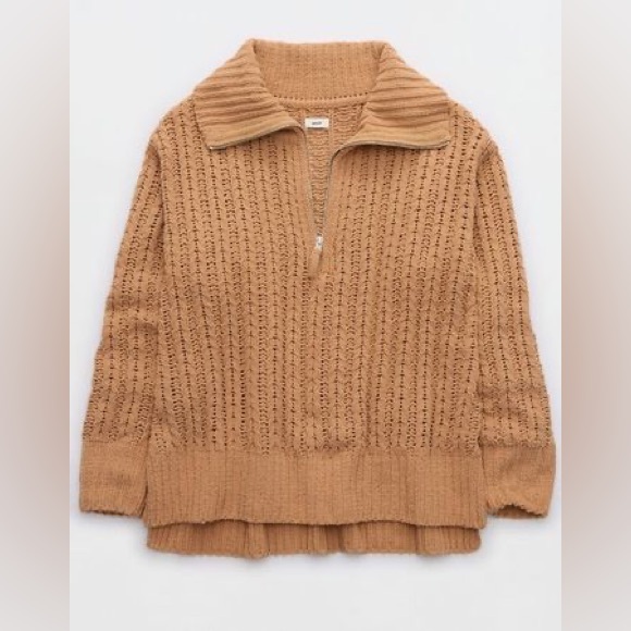 Aerie Cable Car Quarter Zip Sweater - Picture 10 of 16